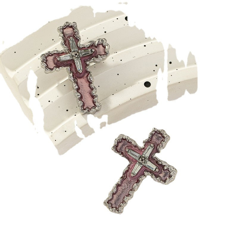 Cross Female Metal Texture Pull Full Earrings