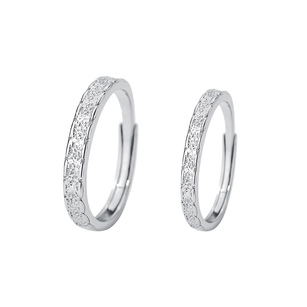 Women's & Men's & Pure Sier Texture Couple Star Rings