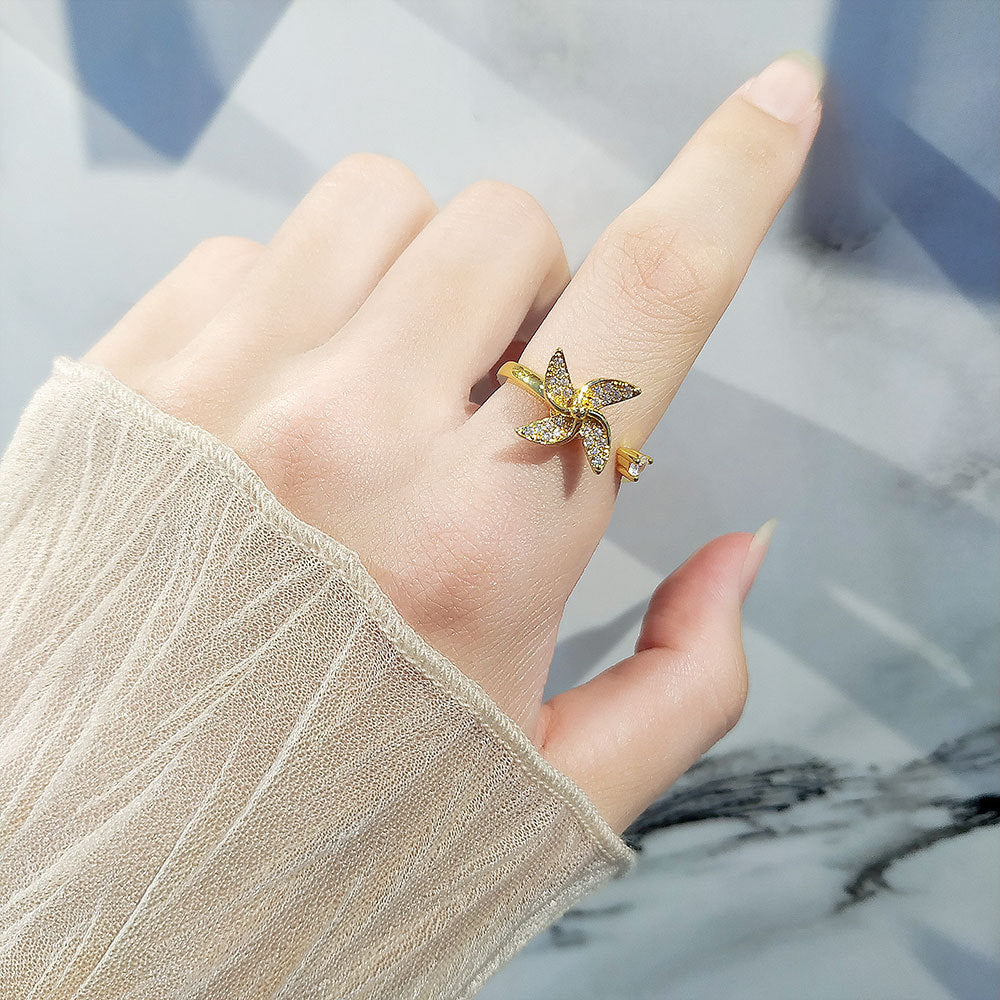 Windmill Opening Adjustable Index Finger Fashion Graceful Personality Light Rings