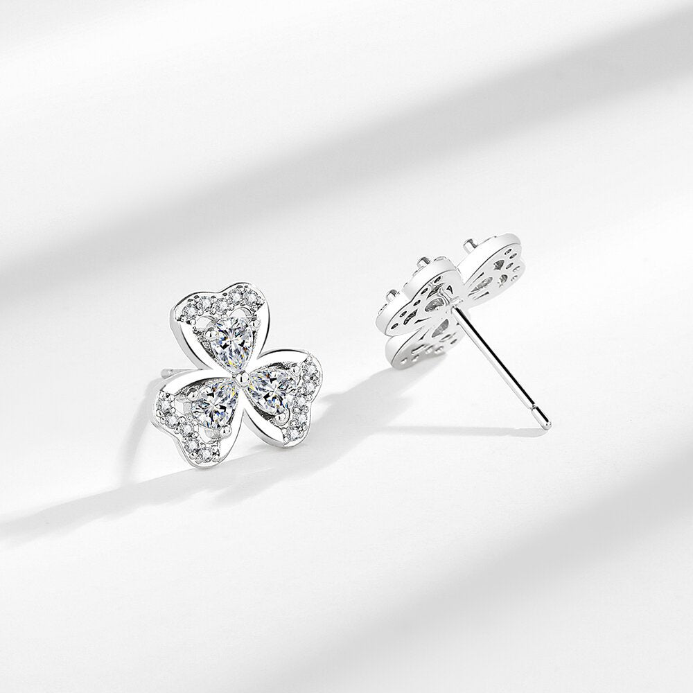 Women's Simple Graceful Love Metal Inlaid Zircon Earrings