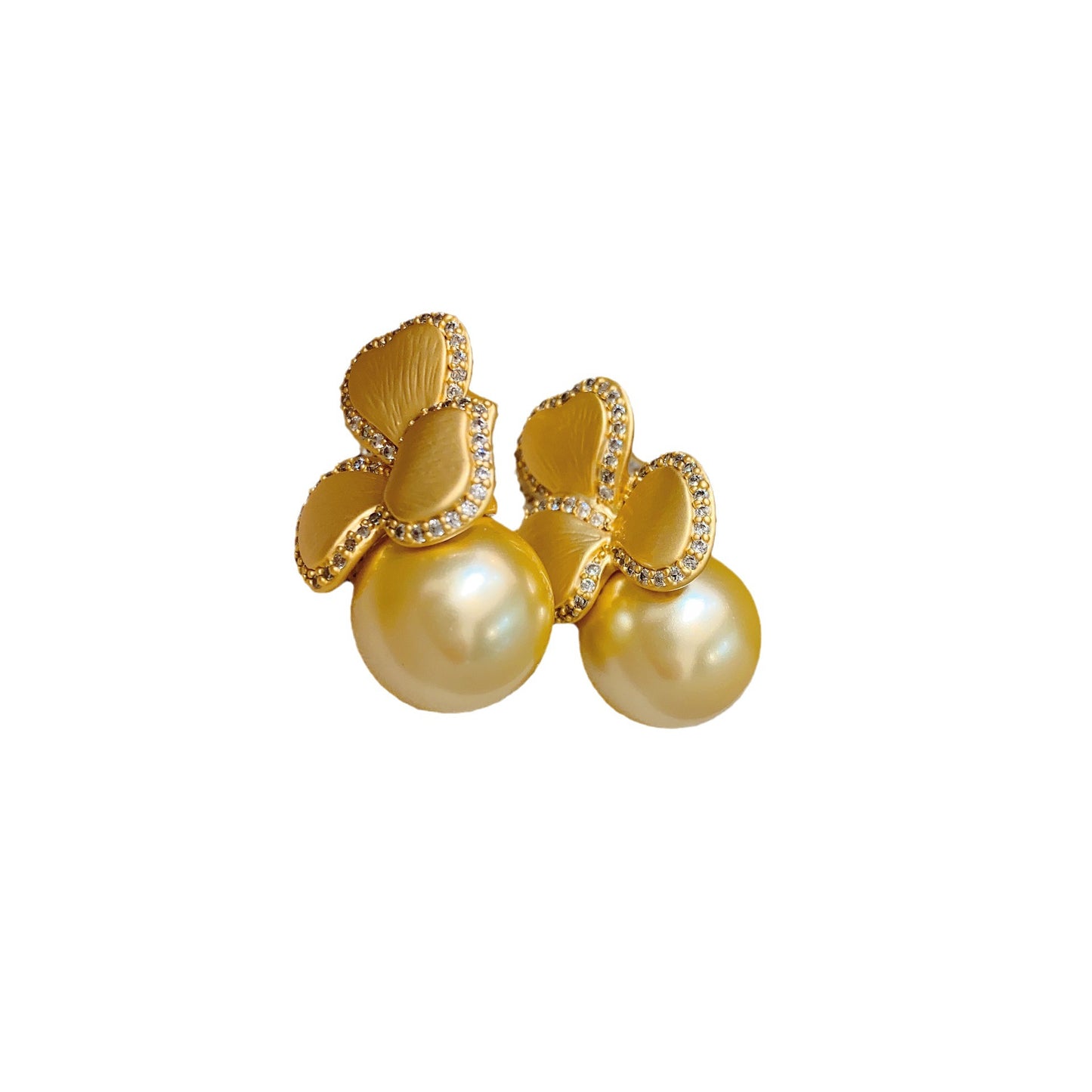 Pearl Flower Sier Needle Style Retro Earrings