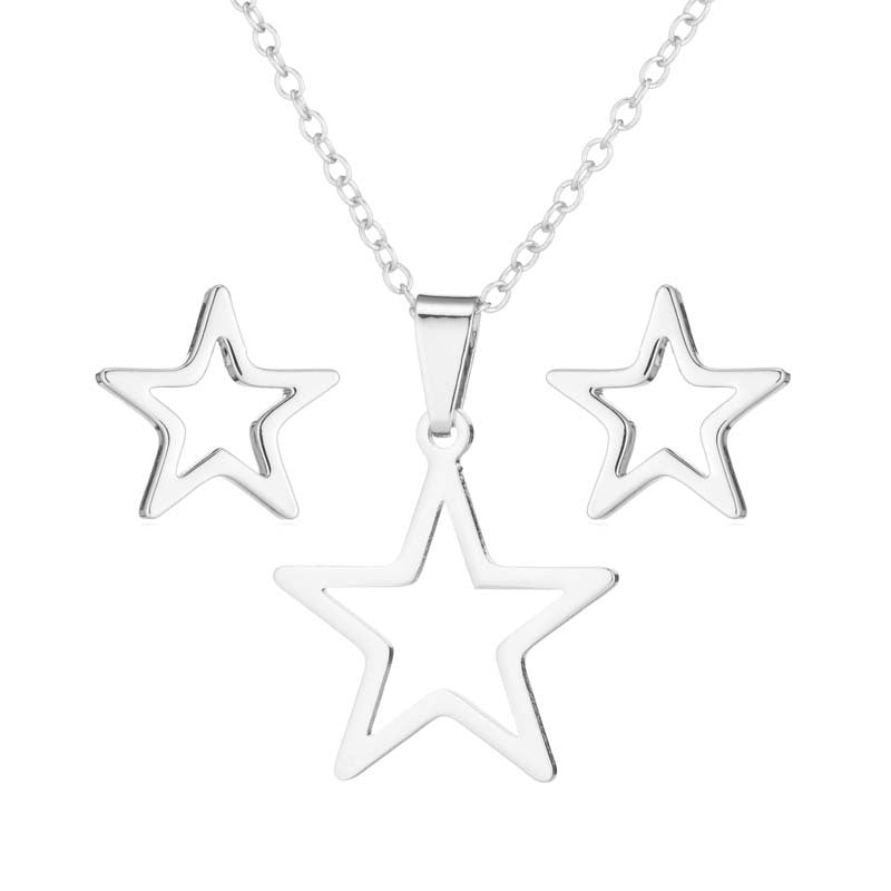 Style Fresh Stainless Steel Hollow Geometry Five-pointed Star Fashion Minimalist Jewelry Set