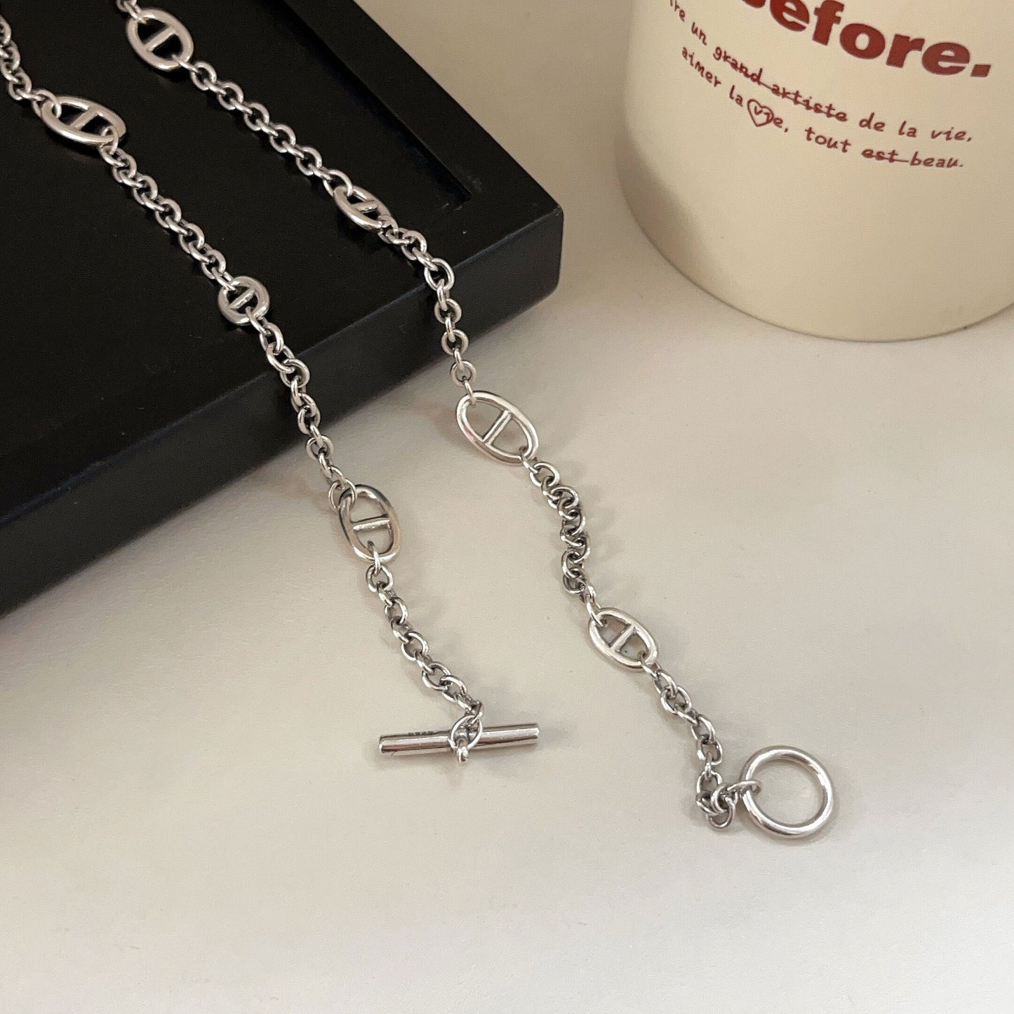 Sterling Sier Simple Interval Pig Nose Collection Necklaces