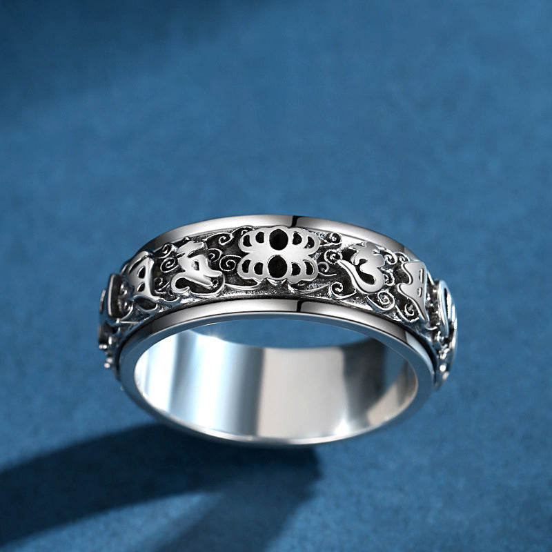 Damen & Herren & Sterling Silber Pi Trendy Mantra Rotation Ringe