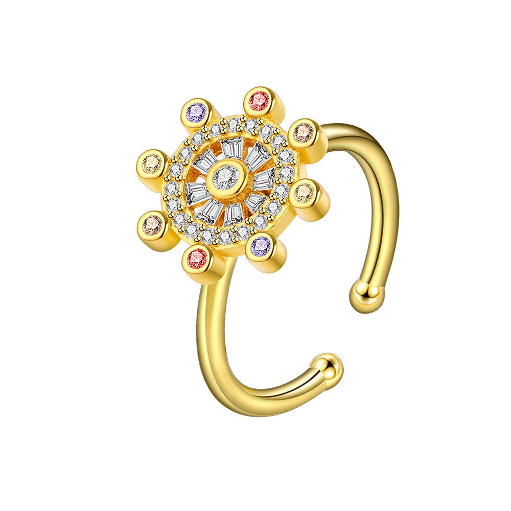 Personalisierte einteilige drehbare Ruder-Frauen-Nischenringe