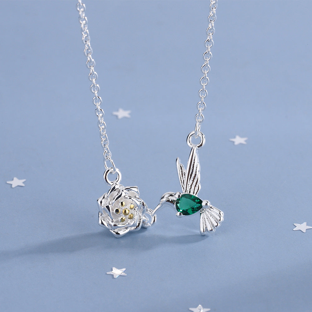 Mori Style Simple Cute Branch Bird Female Korean Diamond Necklaces