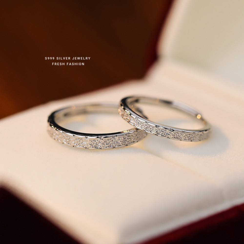 Women's & Men's & Pure Sier Texture Couple Star Rings