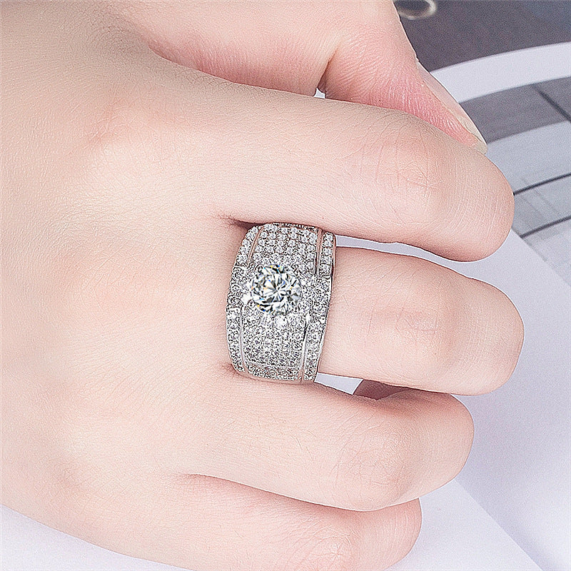 Men's Classic Luxury Full Diamond Sier Rings