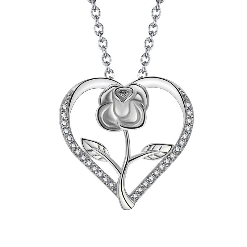 Women's Three-dimensional Rose Color Separation Electroplating Pendant Necklaces