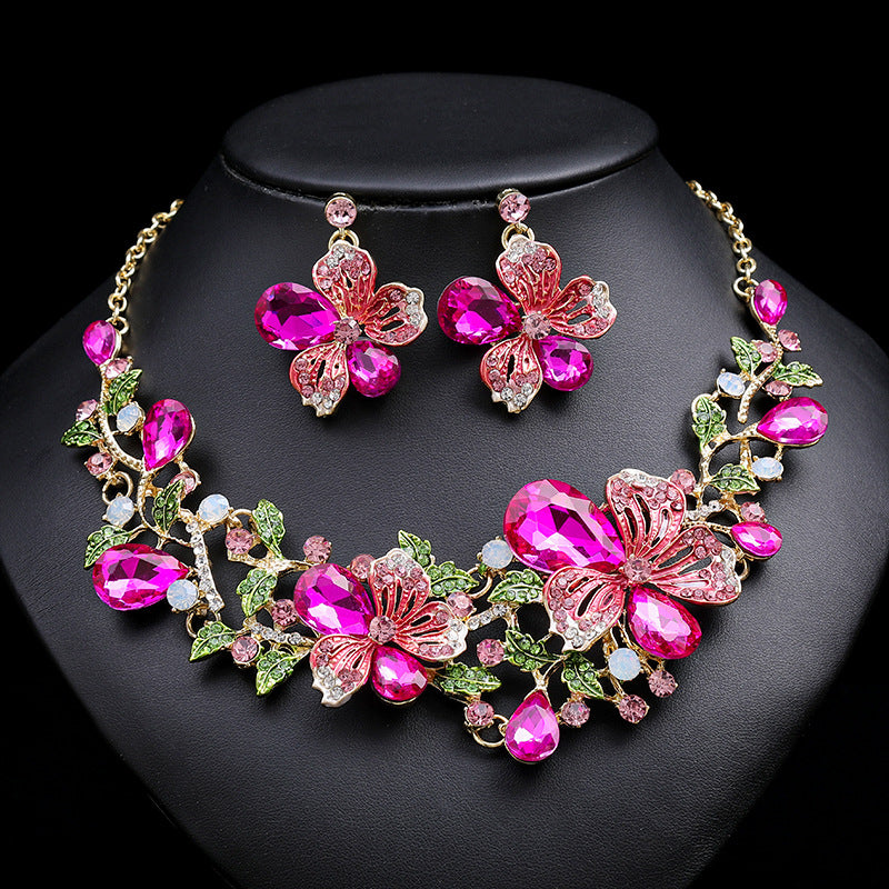 Two-piece Colorful Flower Bridal Retro Advanced Design Necklaces