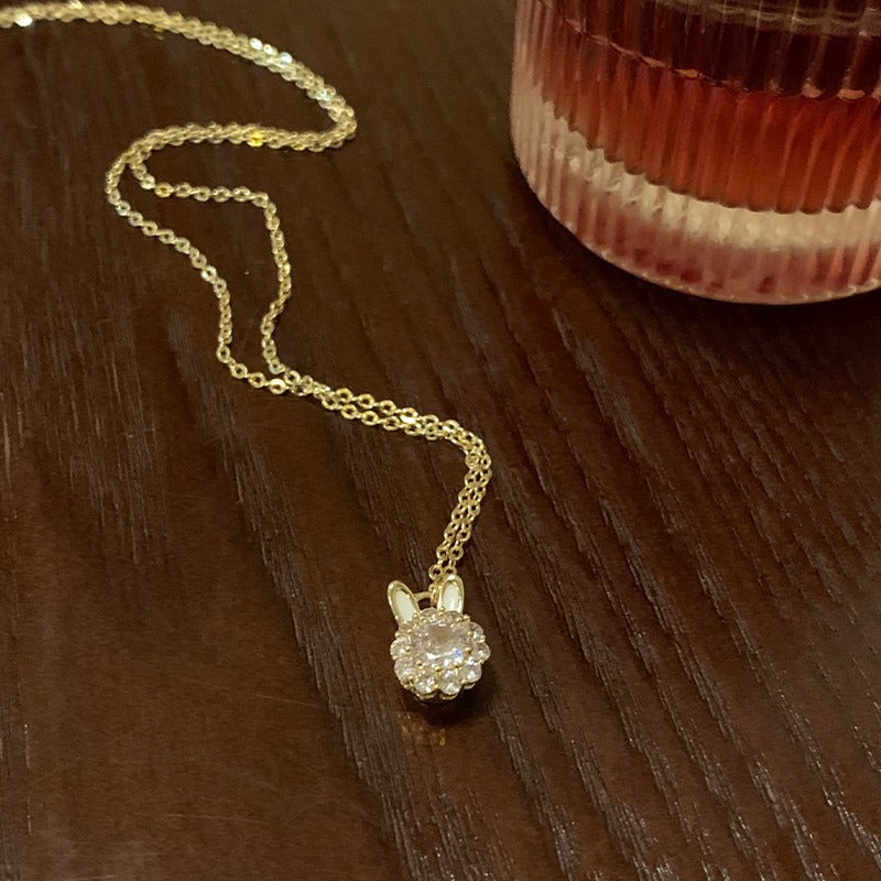 Rotatable Rabbit Light Luxury Minority Sparkling Necklaces