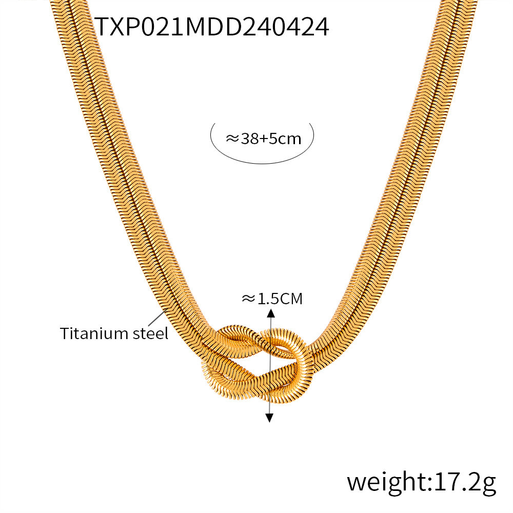 Style Personalized Knot Design Double Layer Snake Bones Chain Titanium Jewelry Set