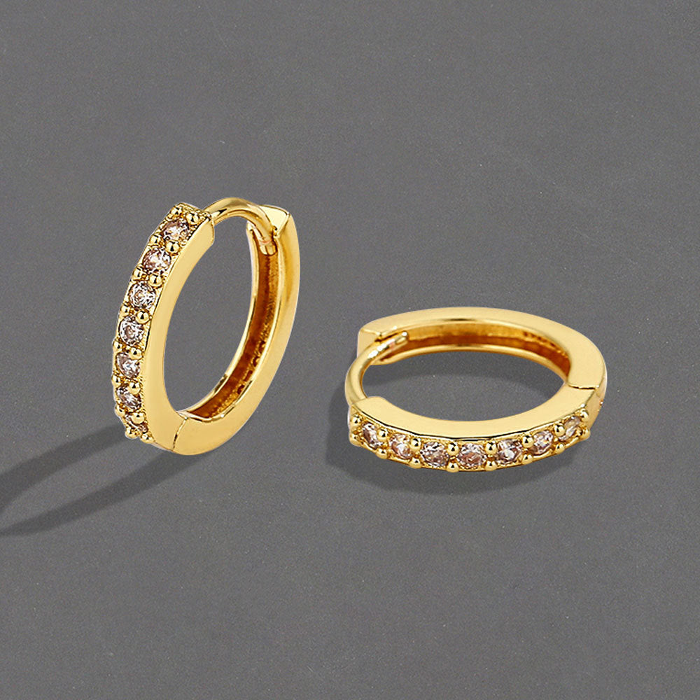 Fashion Ear Single Row O-shaped Zircon Winter Temperament Female Earrings
