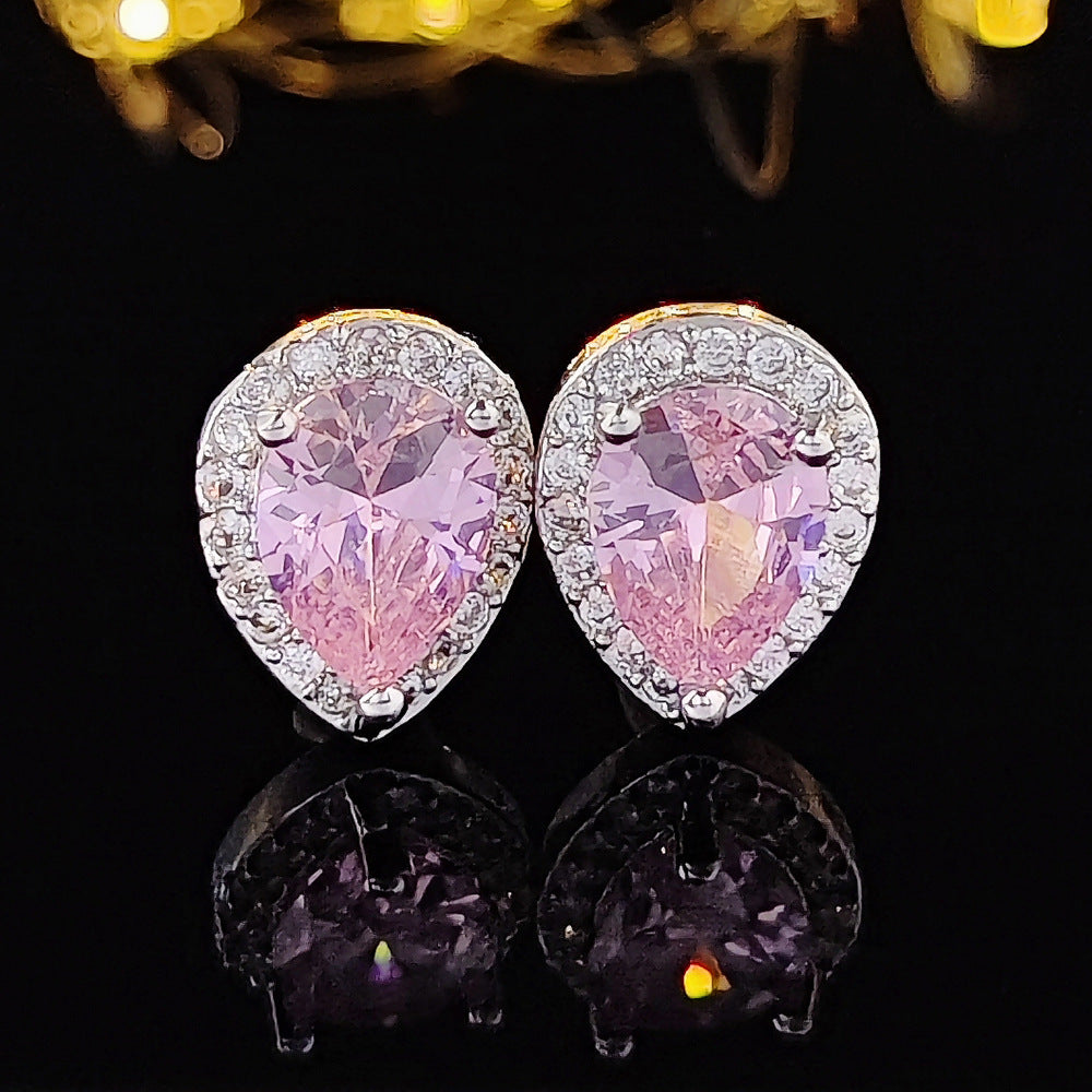 Niche Advanced Design Sense-Ohrringe für Damen mit rosa Zirkon