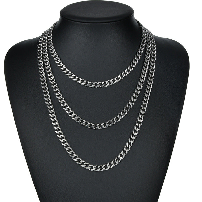 Women's & Men's & Grinding Six-sided Trendy Domineering Cuban Link Chain Necklaces
