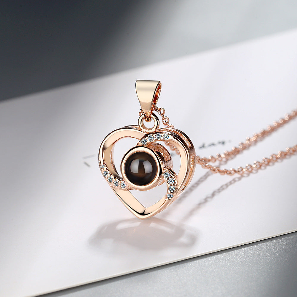 Projection Love Heart Female Languages You Necklaces
