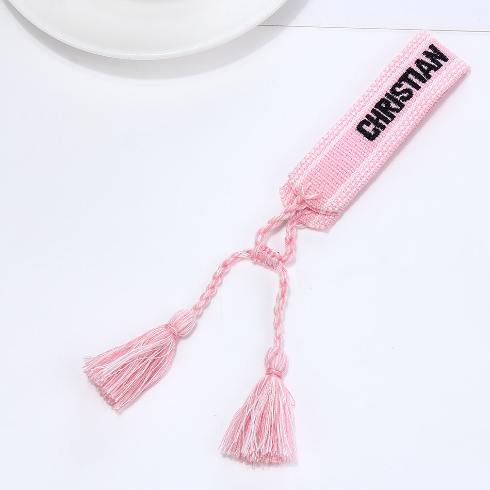 Women's To Joy Lucy Letter Embroidered Fashion Tassel Wristband Bracelets