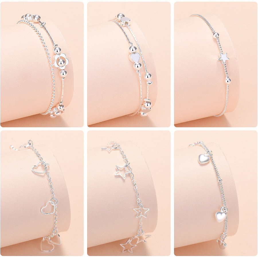 Jewelry Sier-plated Bell Love Star Flower Bracelets