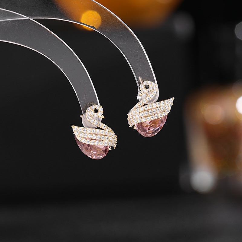 Graceful Micro Inlaid Zircon Blue Crystal Sier Earrings