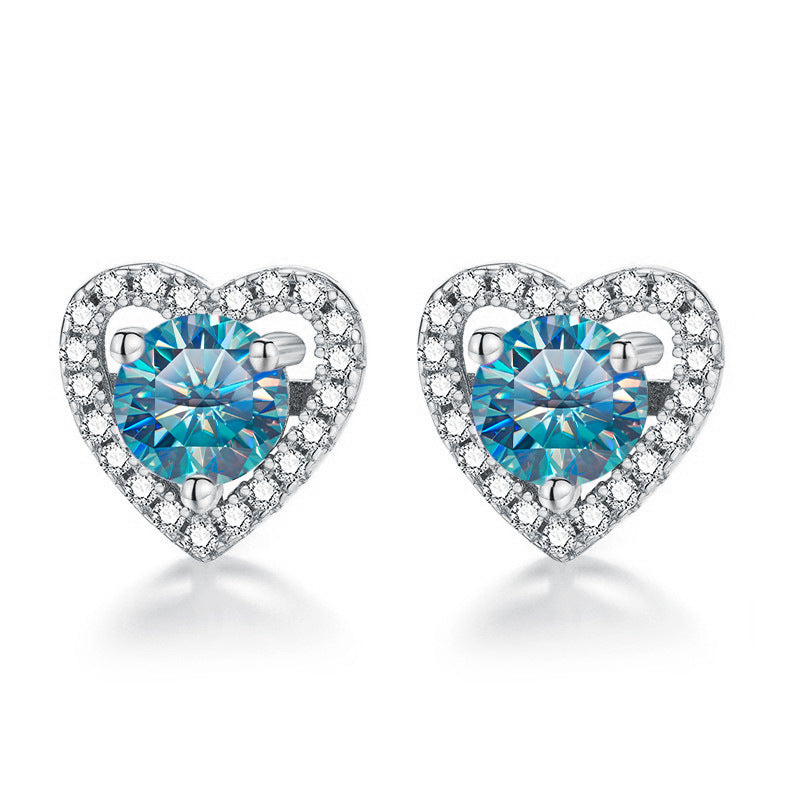 Women's Love Moissanite Simple Graceful Platinum Sterling Earrings