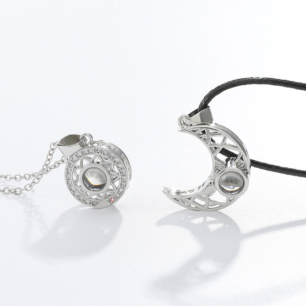 Colliers pour femmes, hommes et projection de couple de lune, une paire