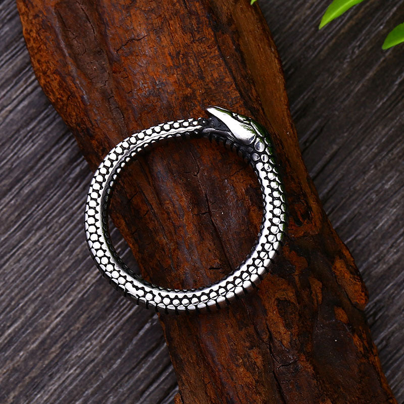 Men's Stainless Steel Rattlesnake Vintage Titanium Simple Rings