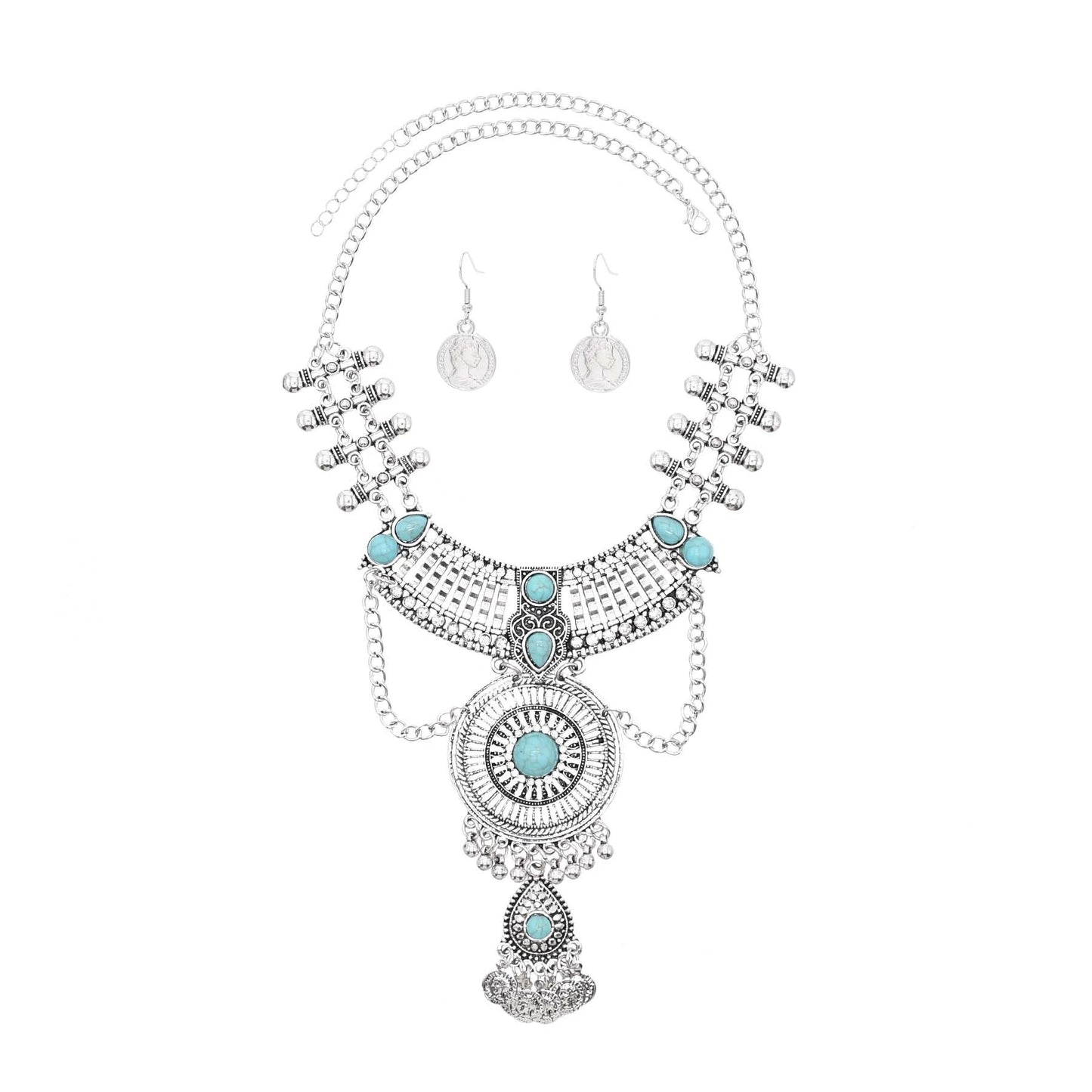Rhinestone Tophus Suit Ethnic Style Round Jewelry Set
