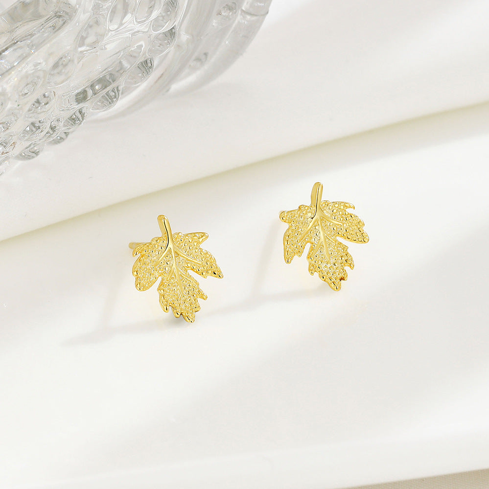 Women's Sterling Sier Maple Leaf Korean Style Unique Earrings
