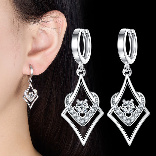 Women's Slouchy Drop-shaped Eardrops Inlaid Love Earrings