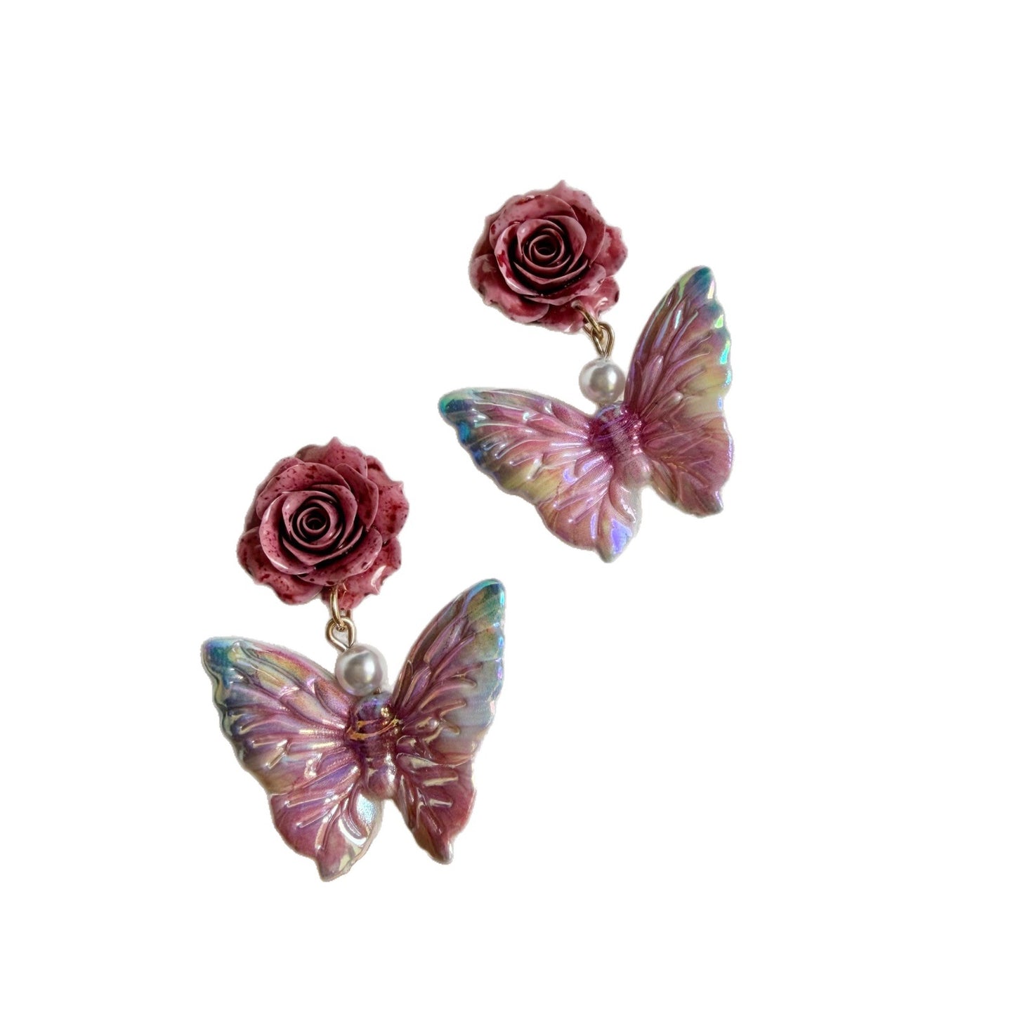 Women's Oil Painting Blooming Butterfly For Suitable Spring Unique Beautiful Earrings