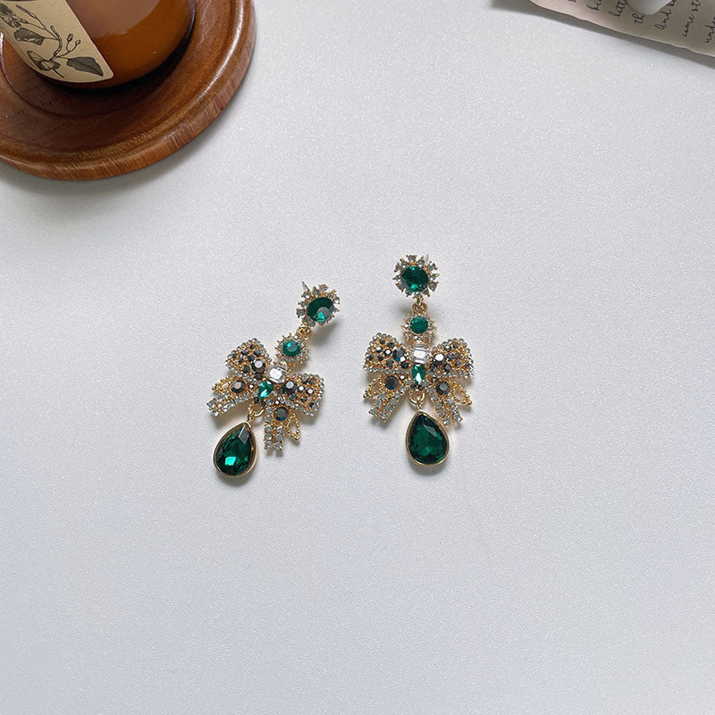 Diamond Bow Tassel Gem Pendant Personalized And Earrings