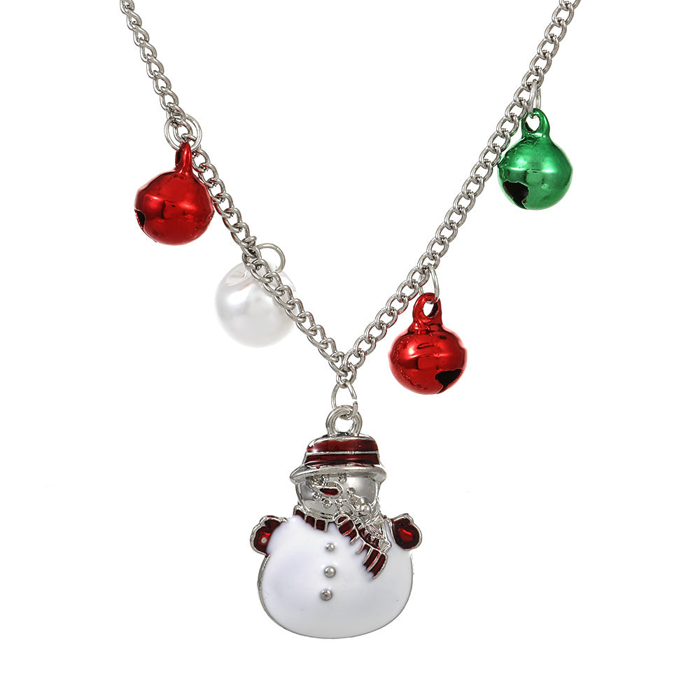 Oil Cartoon Pendant Metal Snowflake Bell Candy Sweater Necklaces