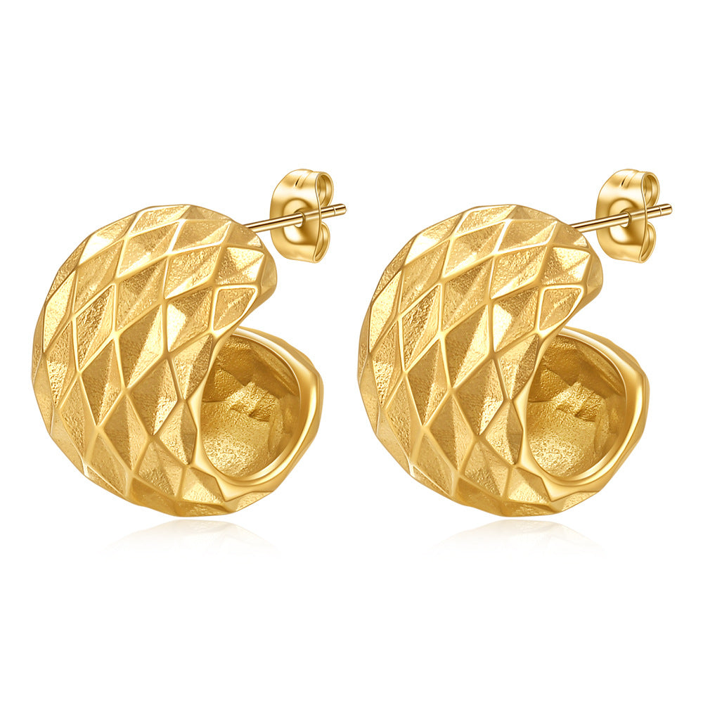 Retro Gold Diamond Hollow Cold Style Earrings