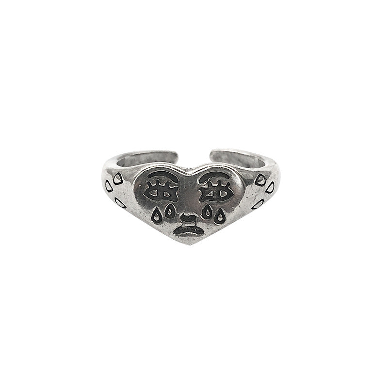 Creative Sad Love Heart-shaped Adjustable Personality Rings