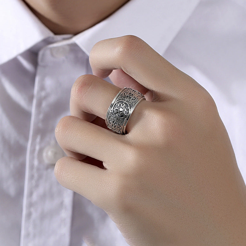 Men's Domineering Sterling Sier Pure Personality Trendy Retro Rings