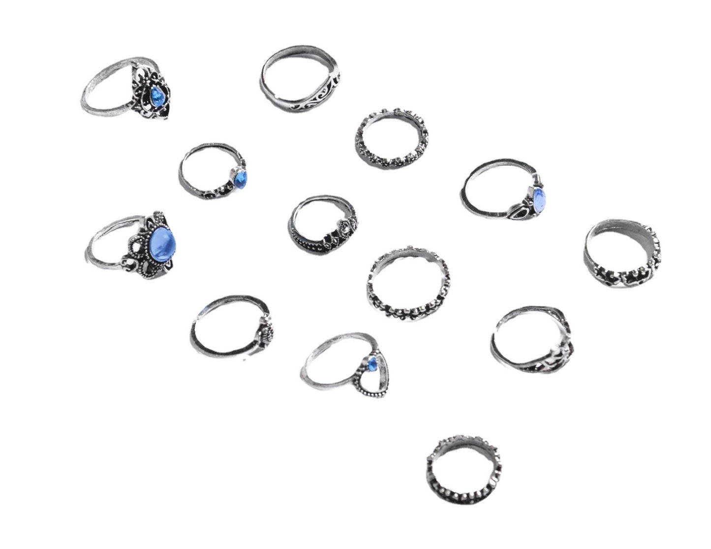 Ornament Retro Diamonds Carved Crown Gemstone Rings