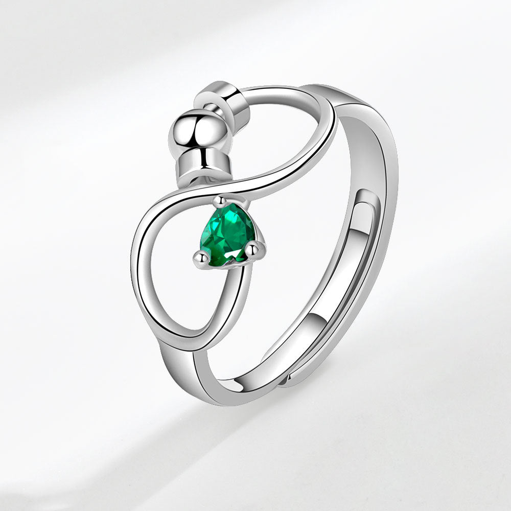 Birthstone Rotating Decompression Heart-shaped Infinite Couple Rings