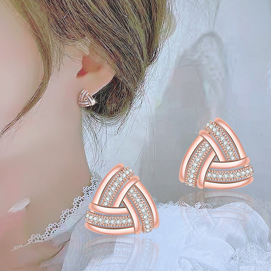 Women's Temperament Classic Style Design Sense Everyday Joker Woven Earrings