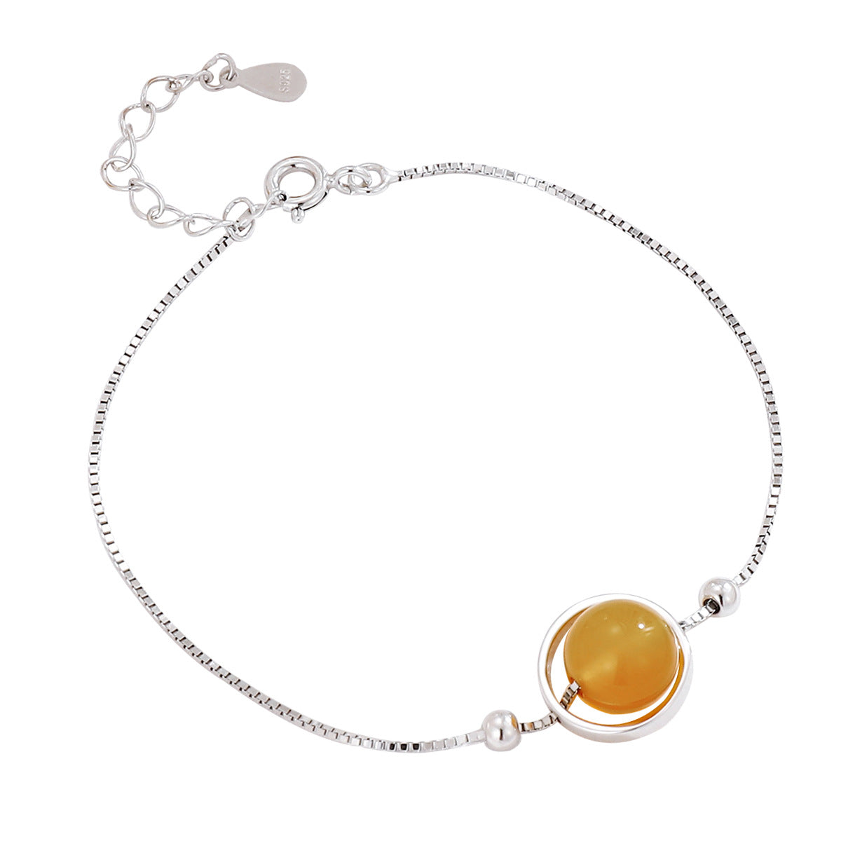 Women's Sier Geometric Circle Citrine Temperamental Minority Fashion Ornament Light Bracelets