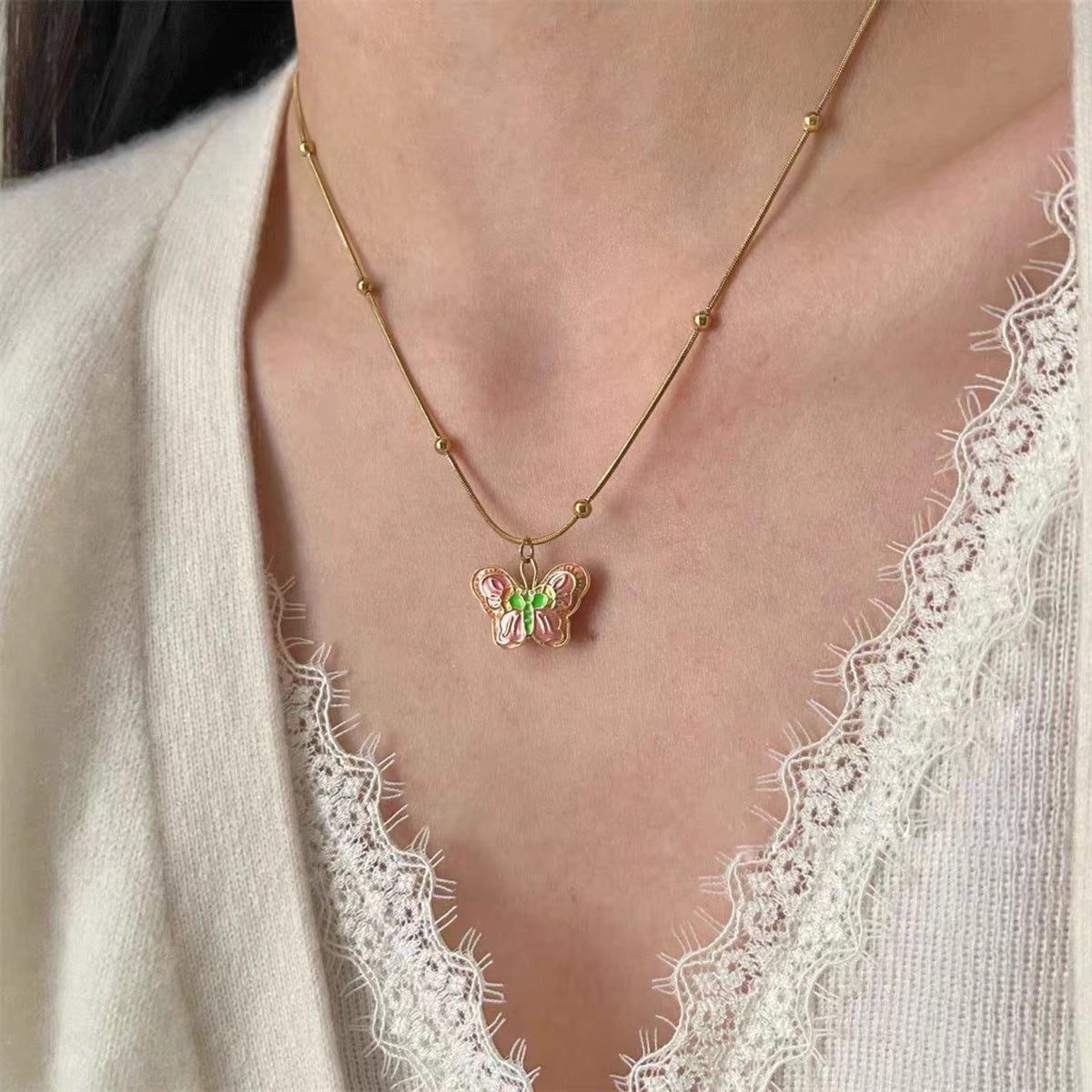 Pendentif papillon pour femme, niche rétro, colliers hauts