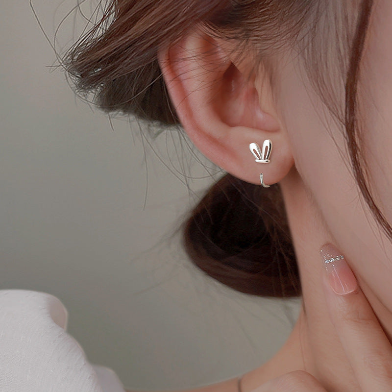 Children's Rabbit Ears Simple Cute Smart Hollow Mini Small Earrings