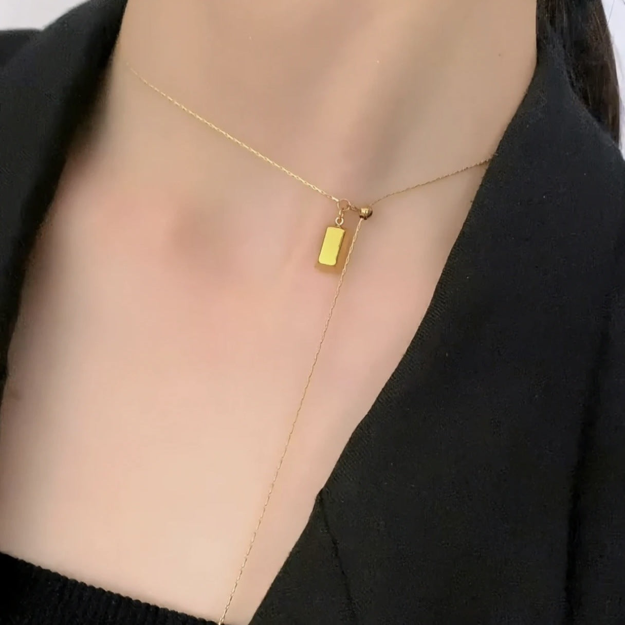 Women's Brick Lucky Pendant Adjustable Refined And Simple Design Clavicle Necklaces