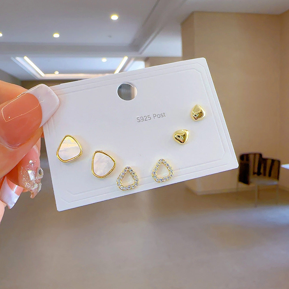 Women's Three Pairs Storage Ear Simple Set Earrings