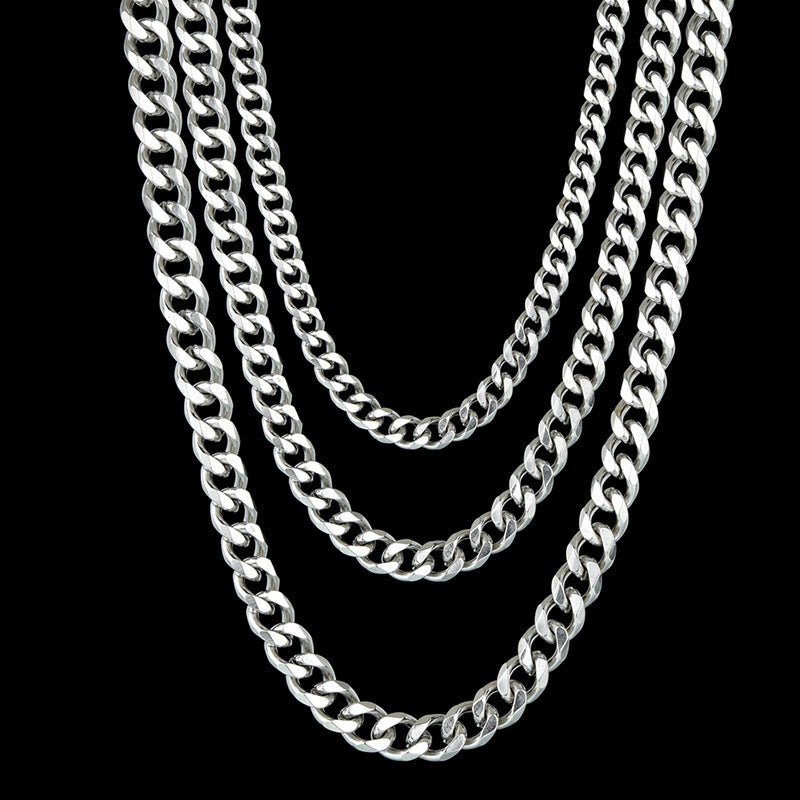 Women's & Men's & Grinding Six-sided Trendy Domineering Cuban Link Chain Necklaces