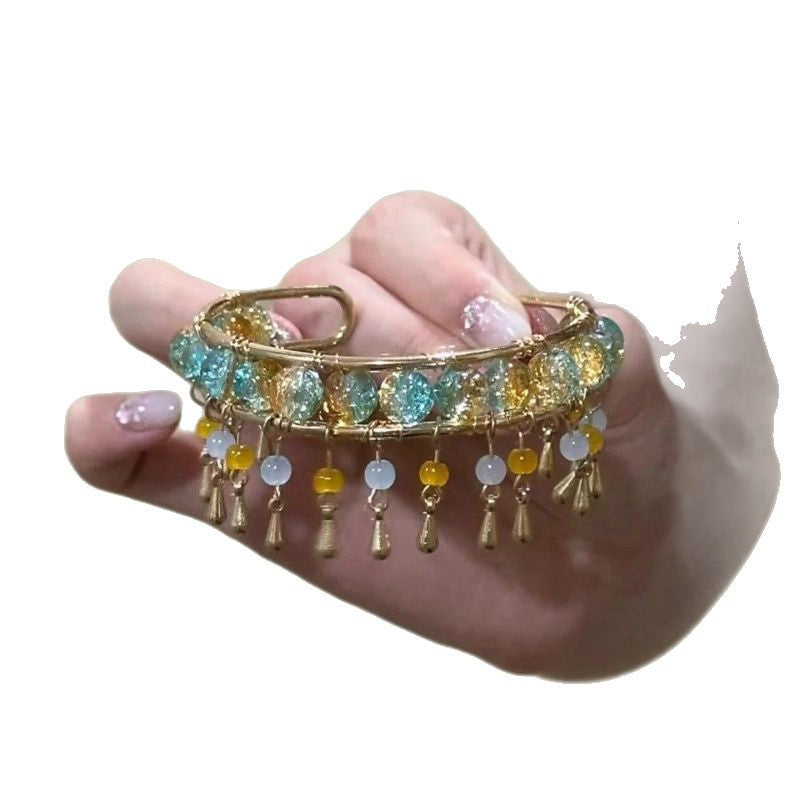 Women's Acrylic Glass Tassel Open-ended Bohemian Ethnic Style Retro Armband Bracelet