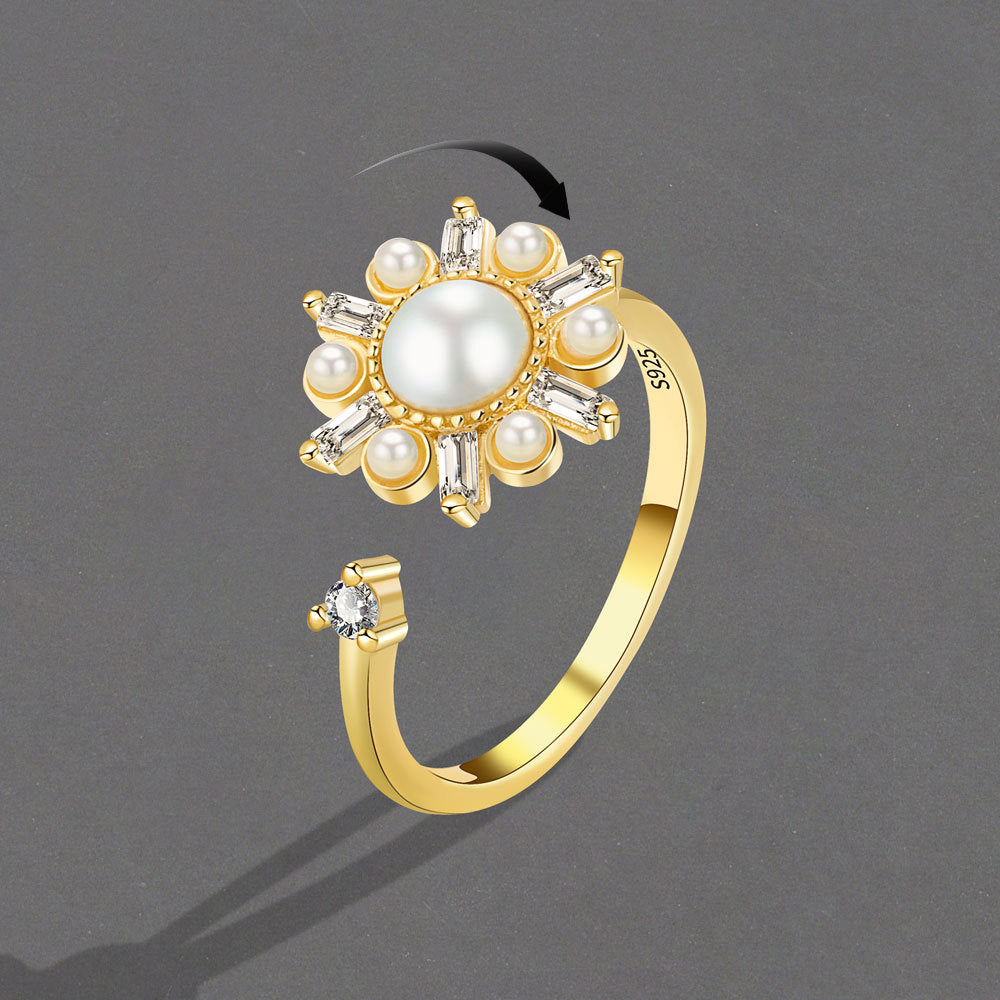 Niche Design Vintage Pearl Palace Style Rings