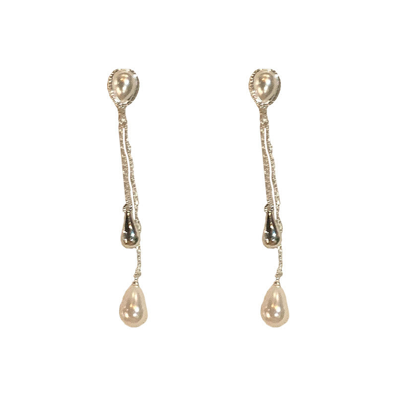 Women's Drop Pearl Long Fringe For Exquisite Versatile Square Round Earrings