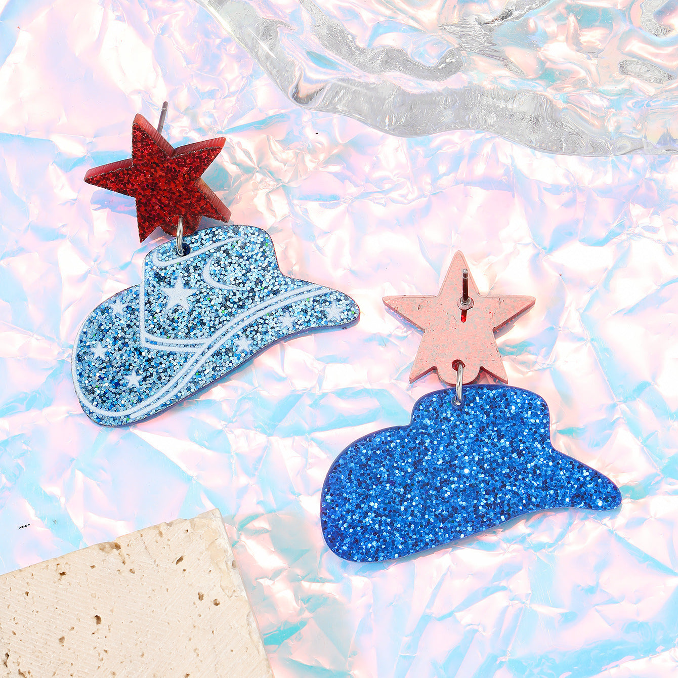 Women's Cartoon Independence Day Five-pointed Star Western Earrings