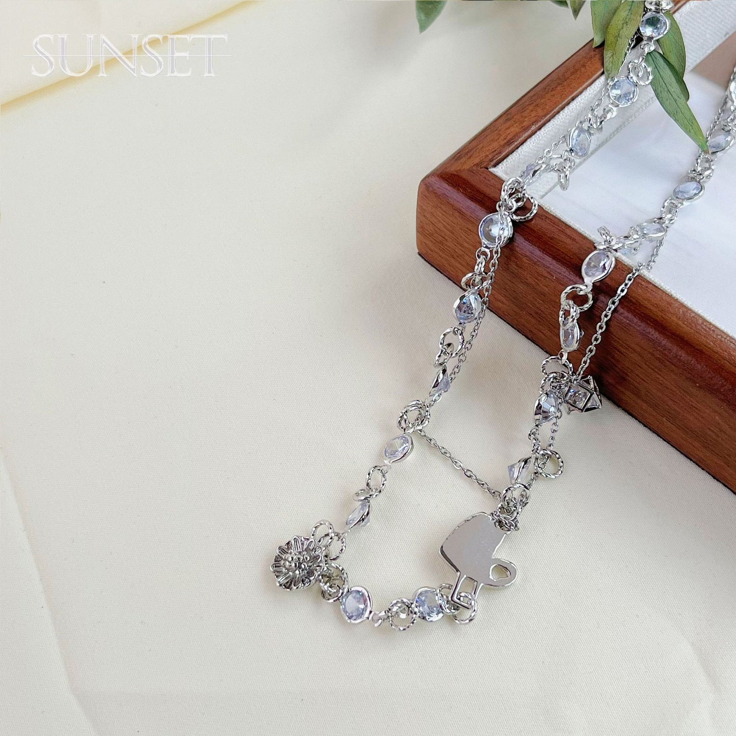 Colliers pliants Double couche en Zircon raffiné Flash pour femmes