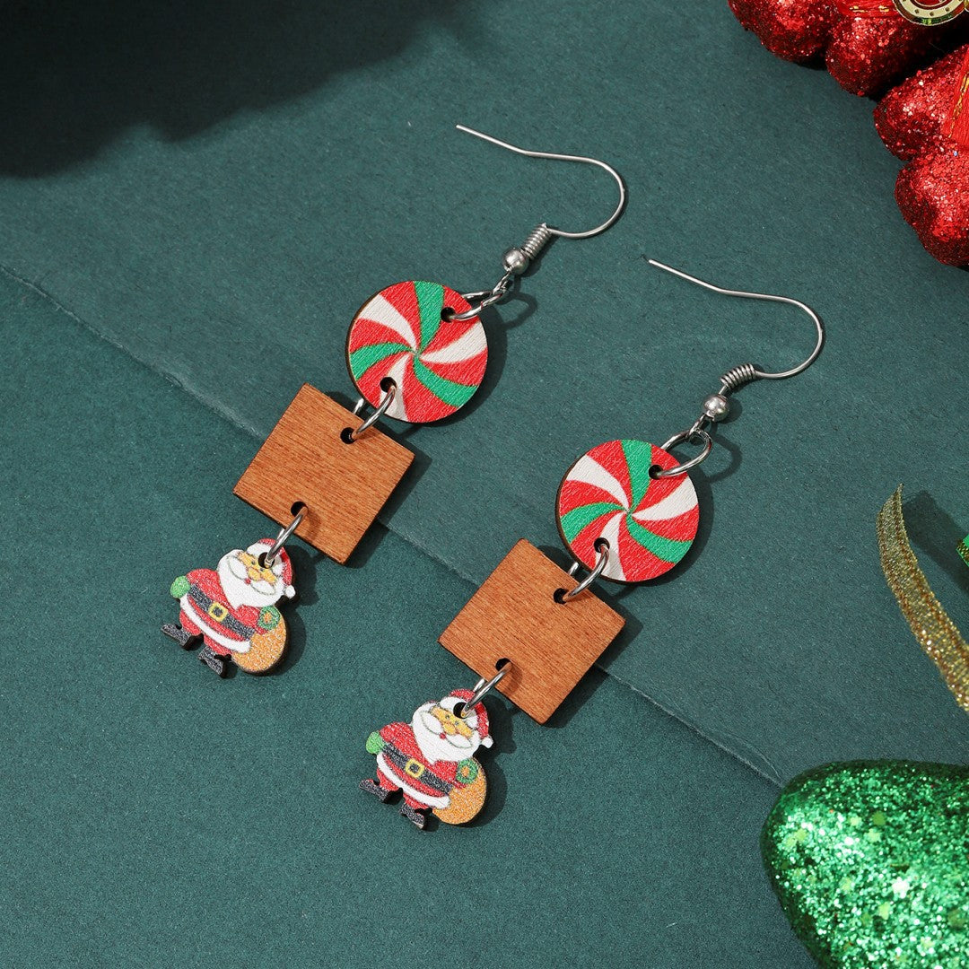 Cartoon Design Christmas Simple Santa Claus Earrings